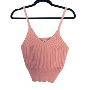 NWOT Chocolate Cropped Ribbed Knit Tank Top Spaghetti Strap Stretchy Bralette